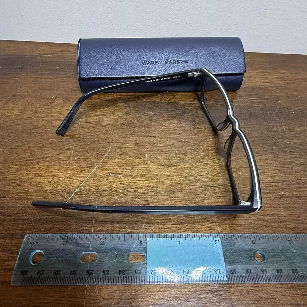 Warby Parker Eyeglass Frame Only Black White Crane 103 52 18 145 With Case